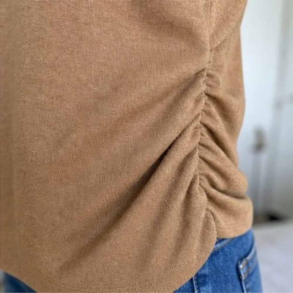 Camel V Neck Top